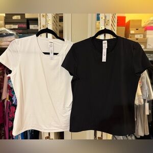 BUNDLE - NWT PINK Victoria's Secret Black and White Short Sleeve Fitted Tops